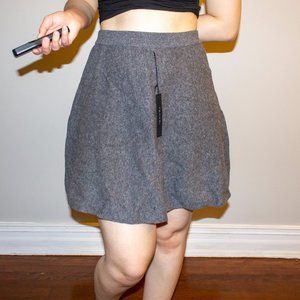 Mid Thigh Wool Skirt Charcoal Grey